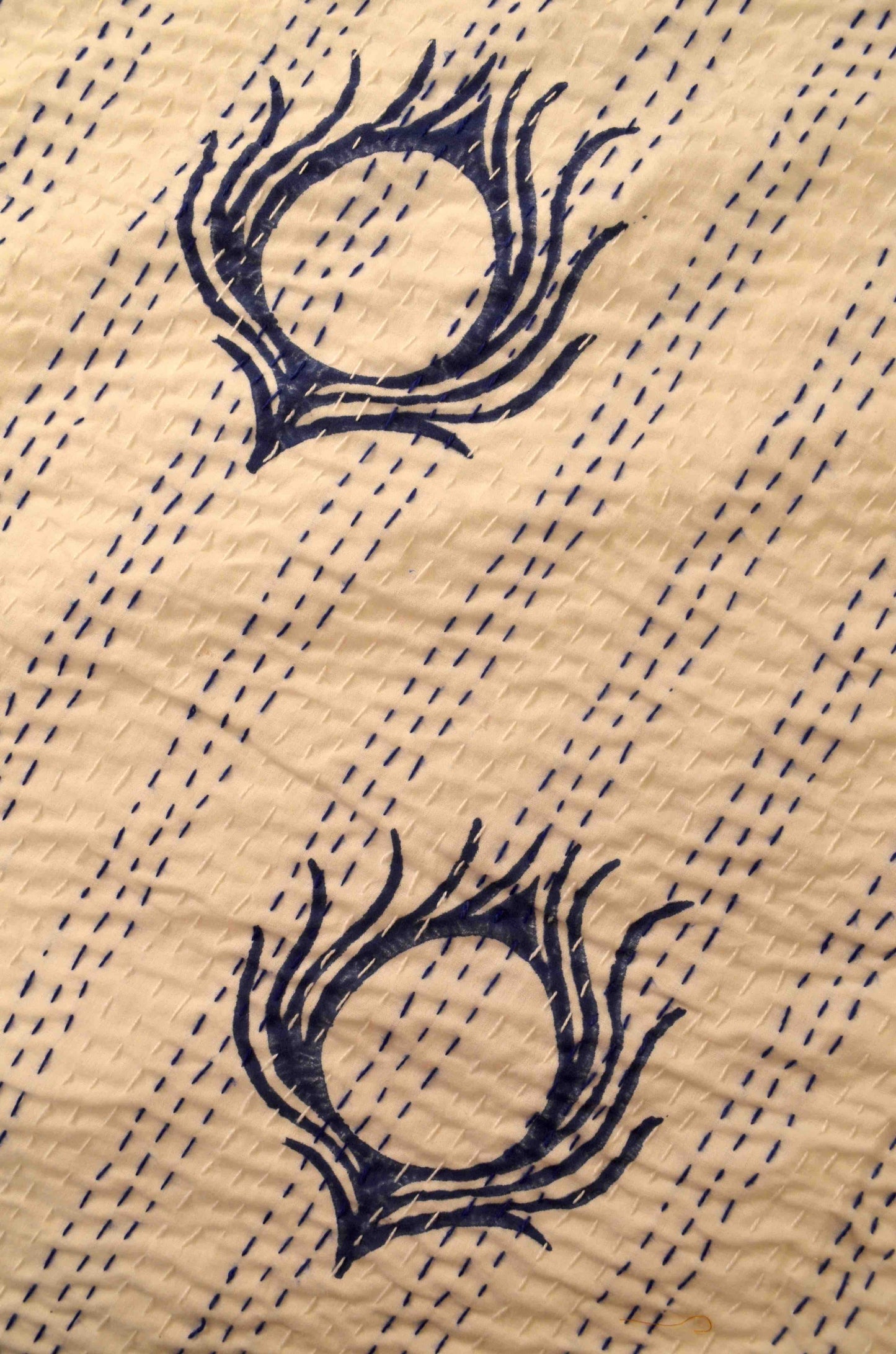 Floral Motifs Double Bed Queen Hand Embroidered Bedspread/ Dohar - Nakhrro