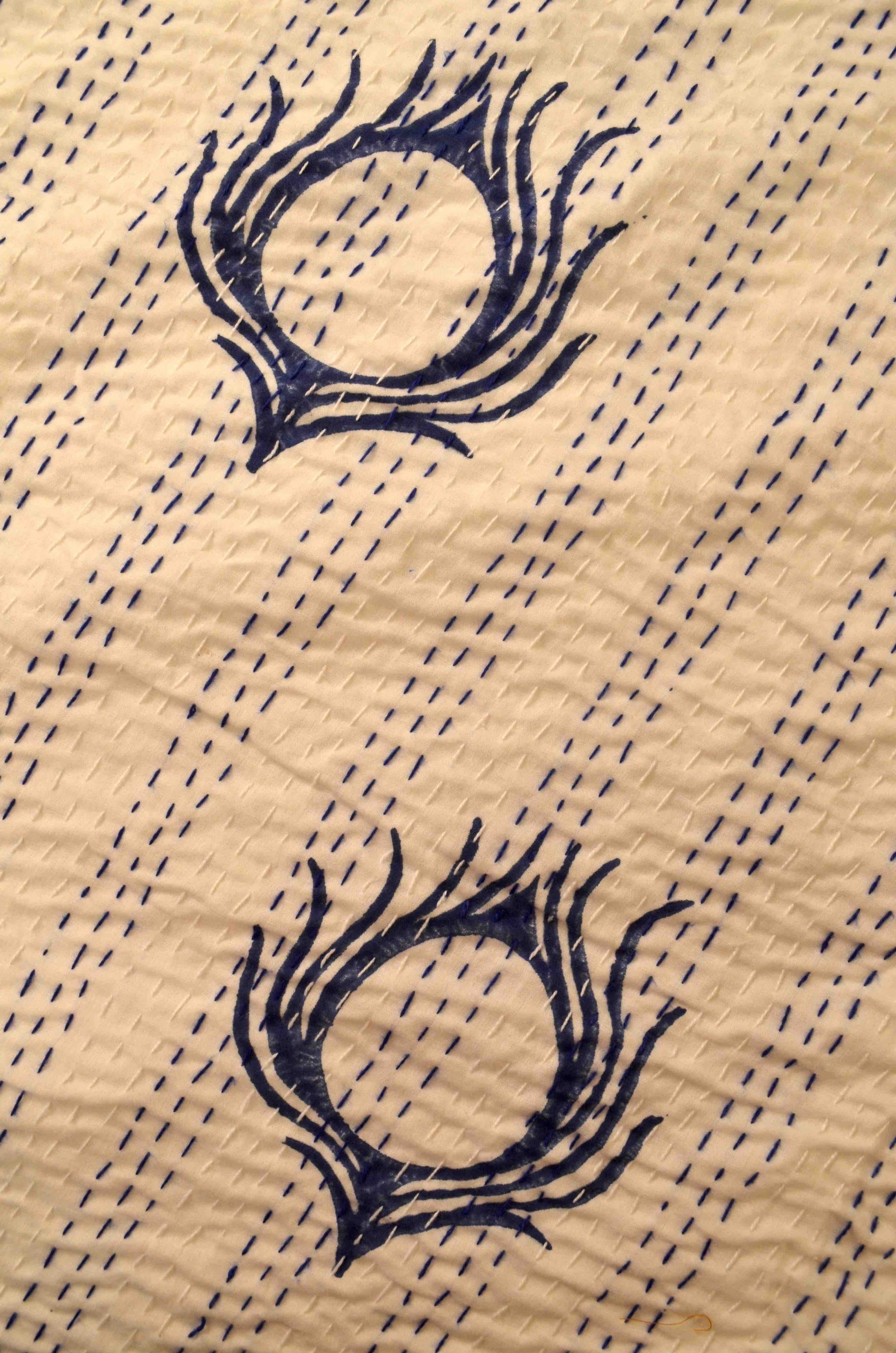 Floral Motifs Double Bed Queen Hand Embroidered Bedspread/ Dohar - Nakhrro