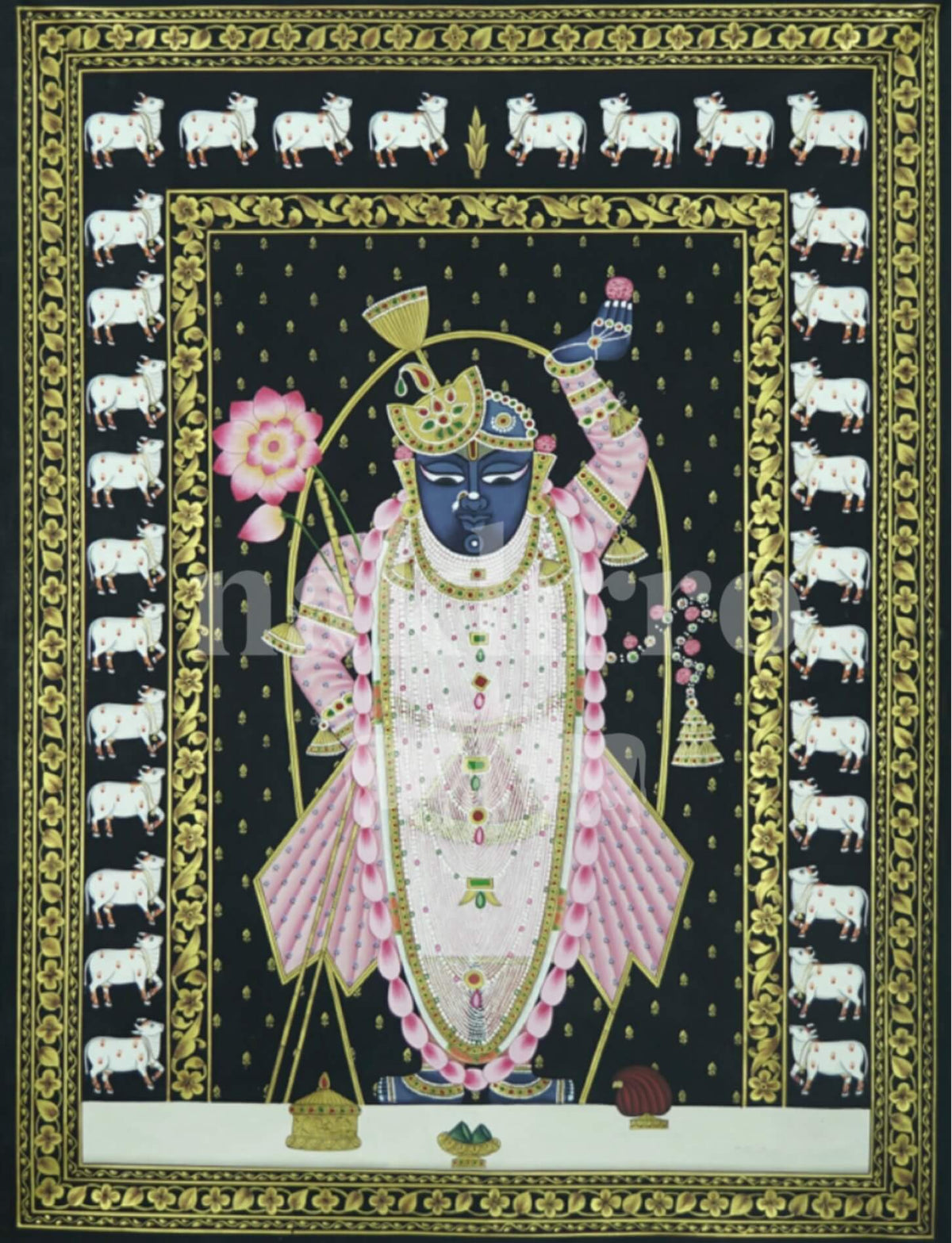 Black Shrinath Ji Pichwai Wall Art (Museum-Grade)