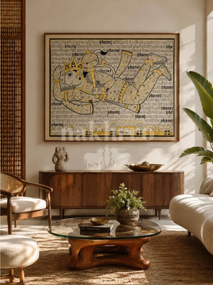 Black and White with Gold Highlights Hanuman Chalisa Artwork Print – Museum-Grade Canvas & Paper Wall Art - Nakhrro