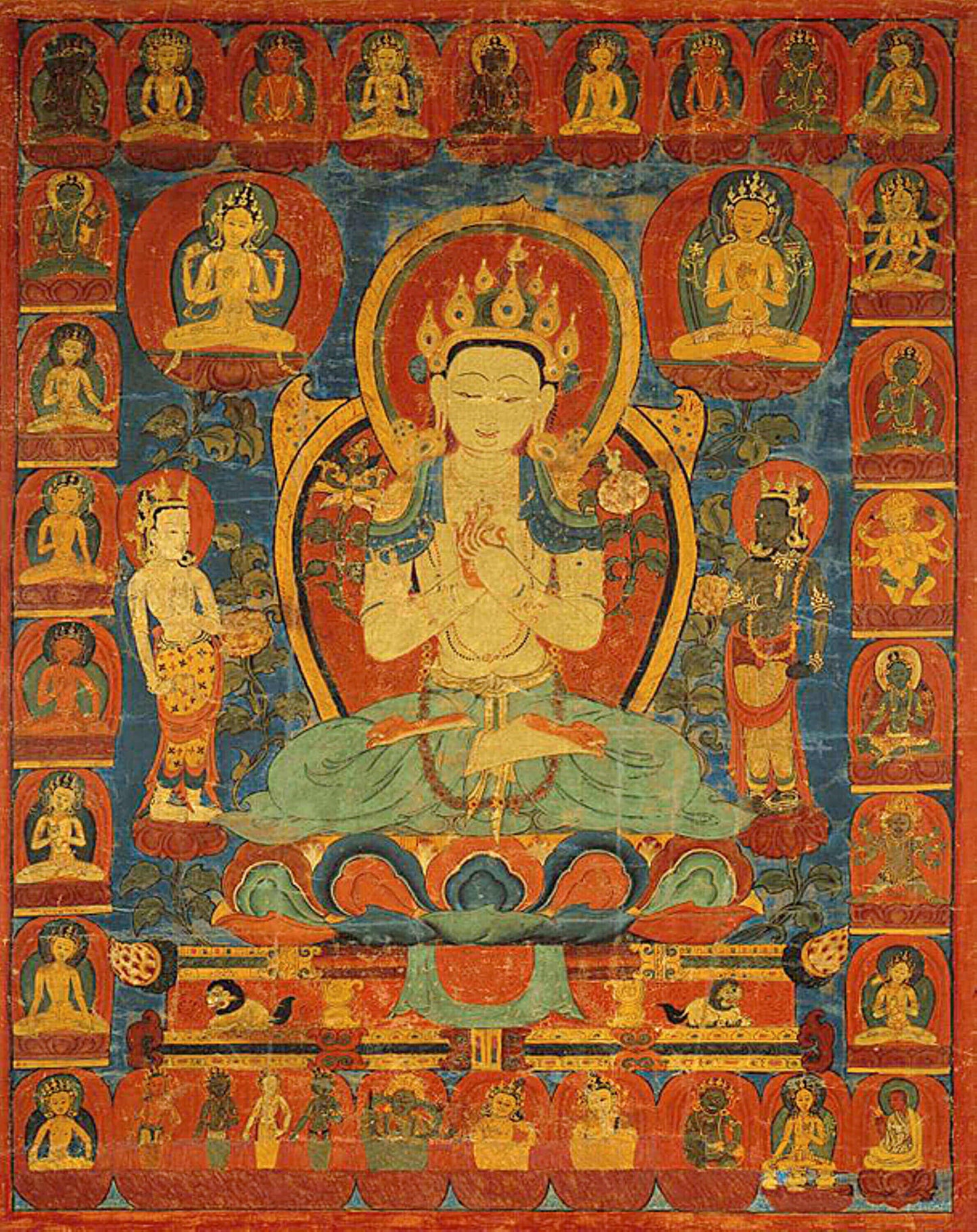 Maitreya — The Future Buddha Vintage Tibetan Thangka Art Print - Nakhrro