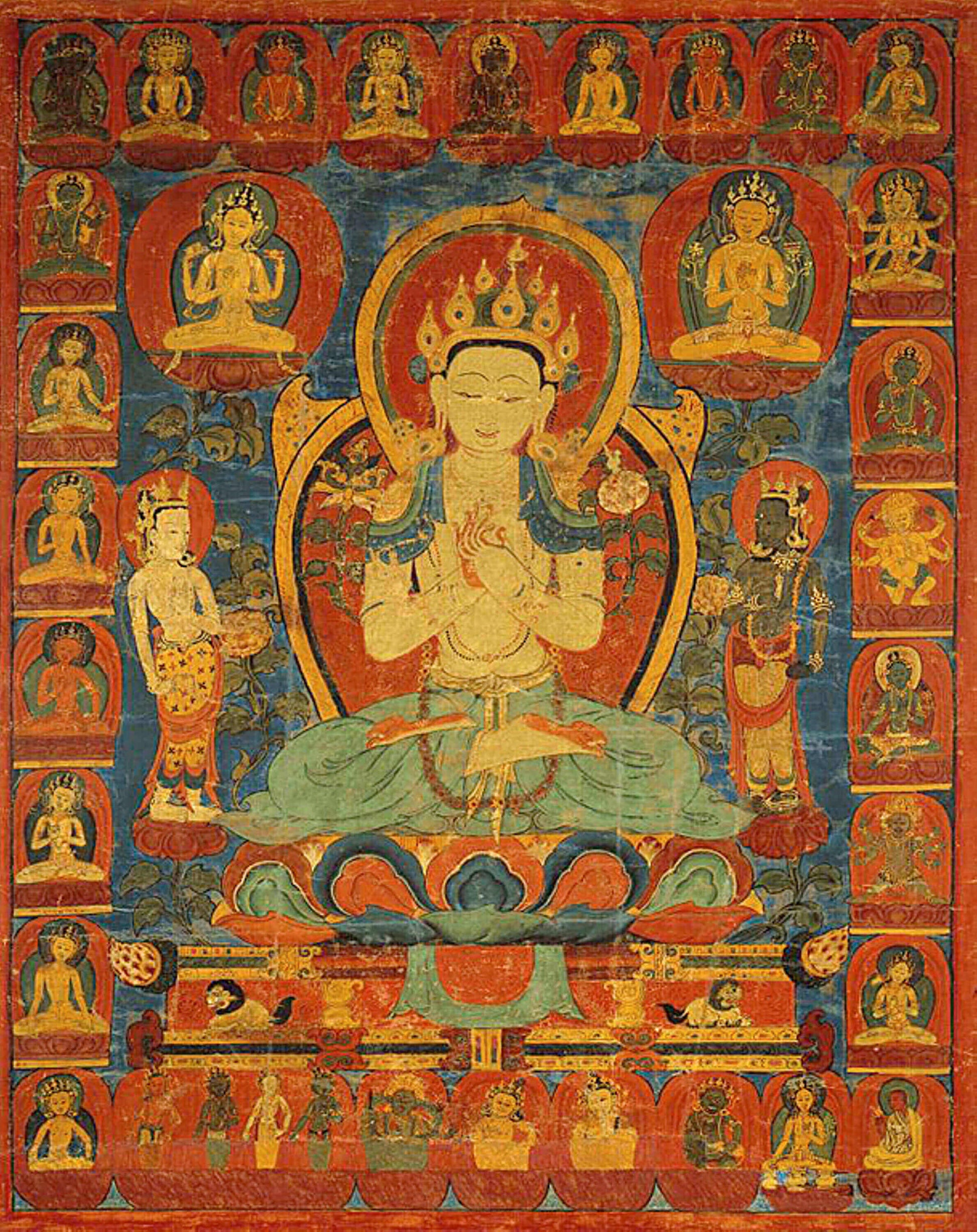 Maitreya — The Future Buddha Vintage Tibetan Thangka Art Print - Nakhrro