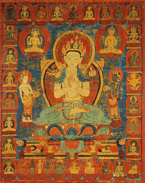 Maitreya — The Future Buddha Vintage Tibetan Thangka Art Print - Nakhrro