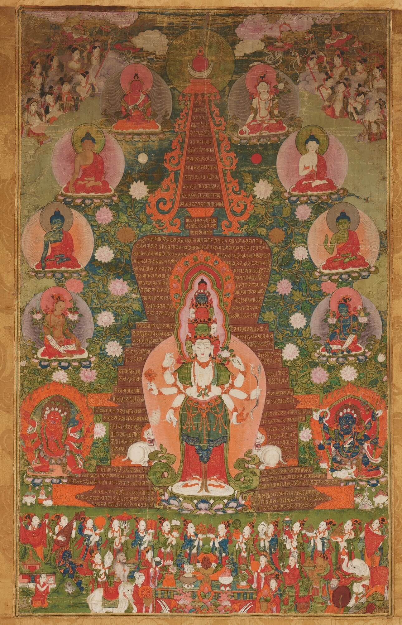 Buddhist Mandala Thangka Painting Multi Deity Wall Art - Nakhrro