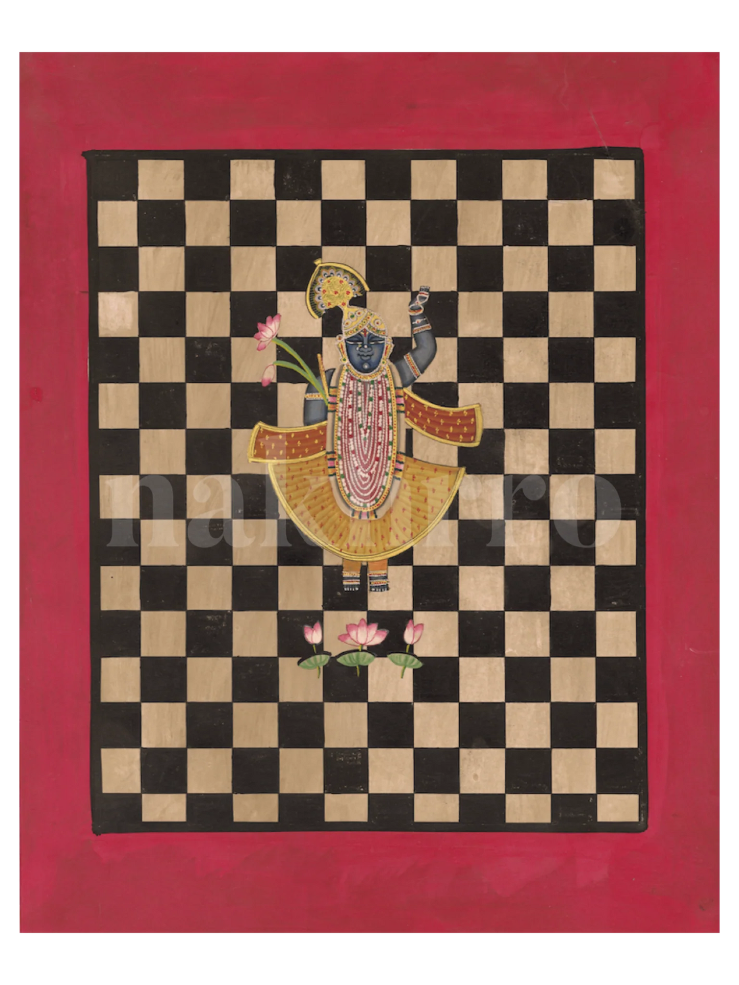 Shrinath Ji & The Game Of Chess Geometric Pichwai