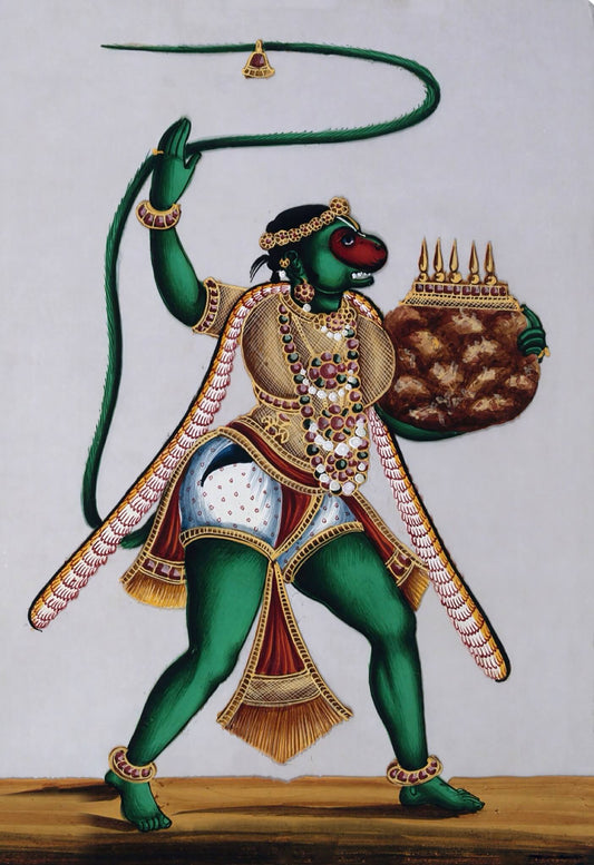 Hanuman Carrying Sanjeevani | Indian Miniature Art Print - Nakhrro