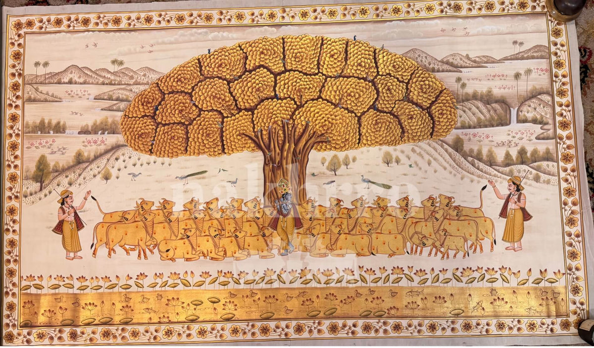 Kalpavriksha Tree of Life with Krishna | 3x4 feet Hand-Painted Indian Art - Nakhrro
