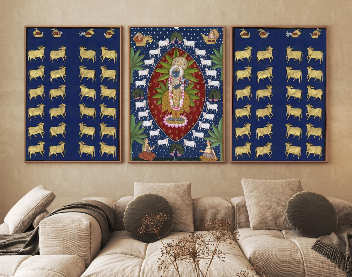 Shrinath Ji In Blue (set of 3) - Nakhrro