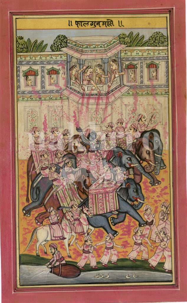Barahmaas Phalguna Month Museum-Grade Print | Holi Krishna Miniature Art