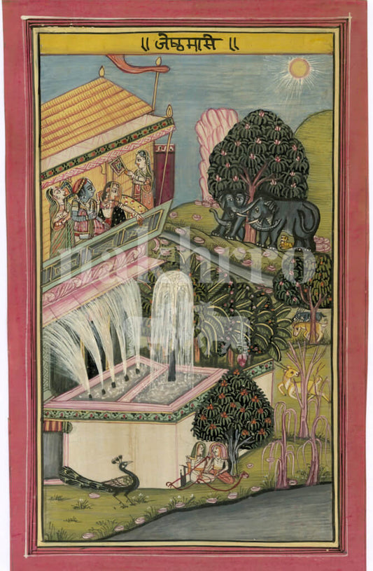 Barahmaas Jyeshtha Month Museum-Grade Print | Peak Summer Krishna Miniature Art