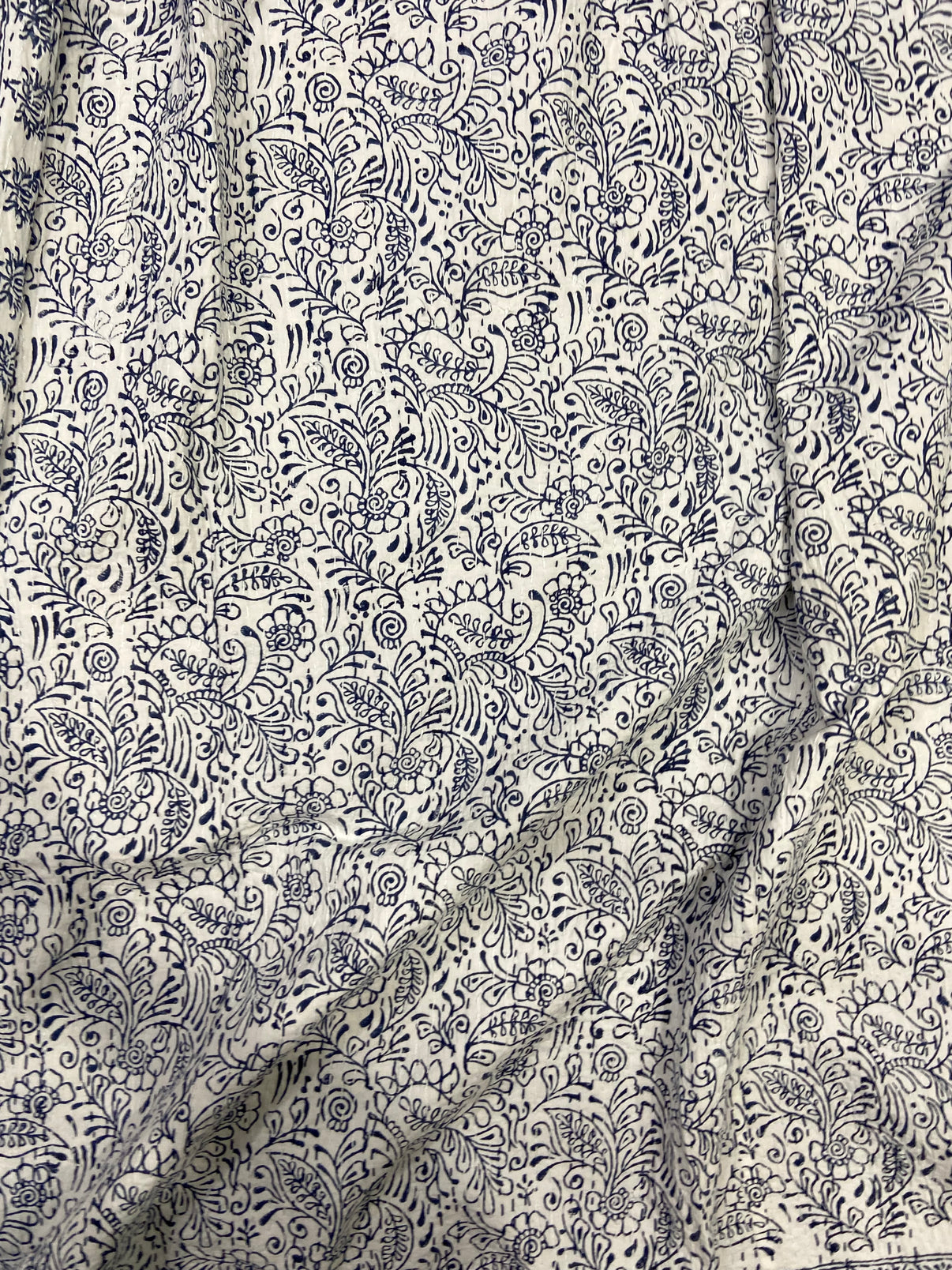 Indigo Floral Single Bed Queen Hand Embroidered Dohar - Nakhrro