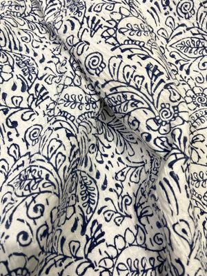 Indigo Floral Single Bed Queen Hand Embroidered Dohar - Nakhrro