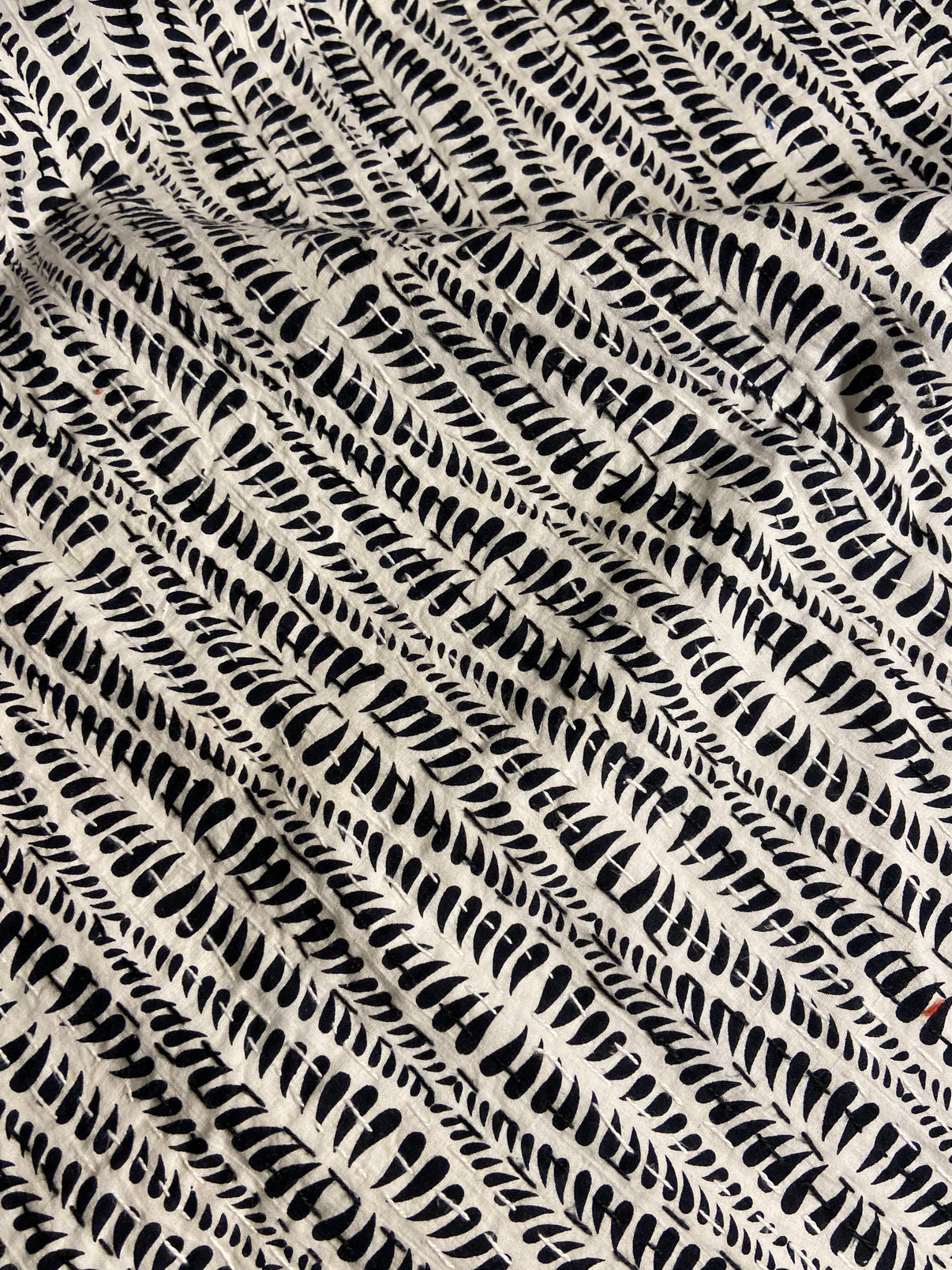 Black & White Minimal Embroidered King Size Kantha Bedspread - Nakhrro