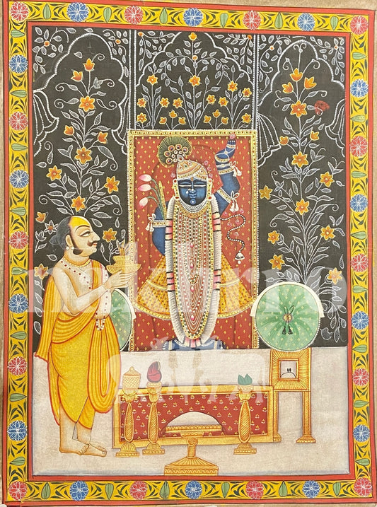 Shrinath Ji Diwali Darshan Contemporary Pichwai Antique Finish