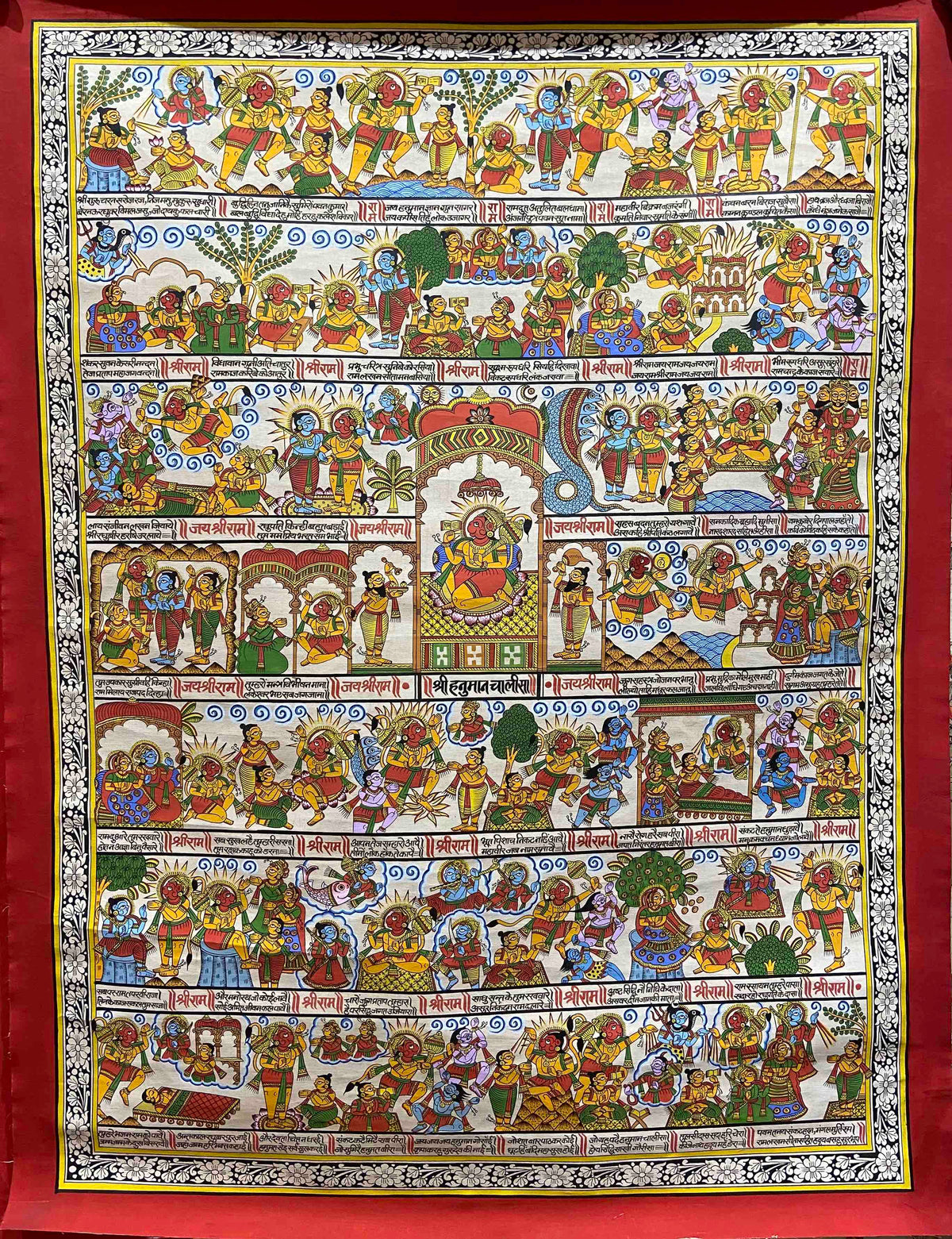 Handpainted Storytelling Hanuman Chalisa Miniature Phad Style - Nakhrro