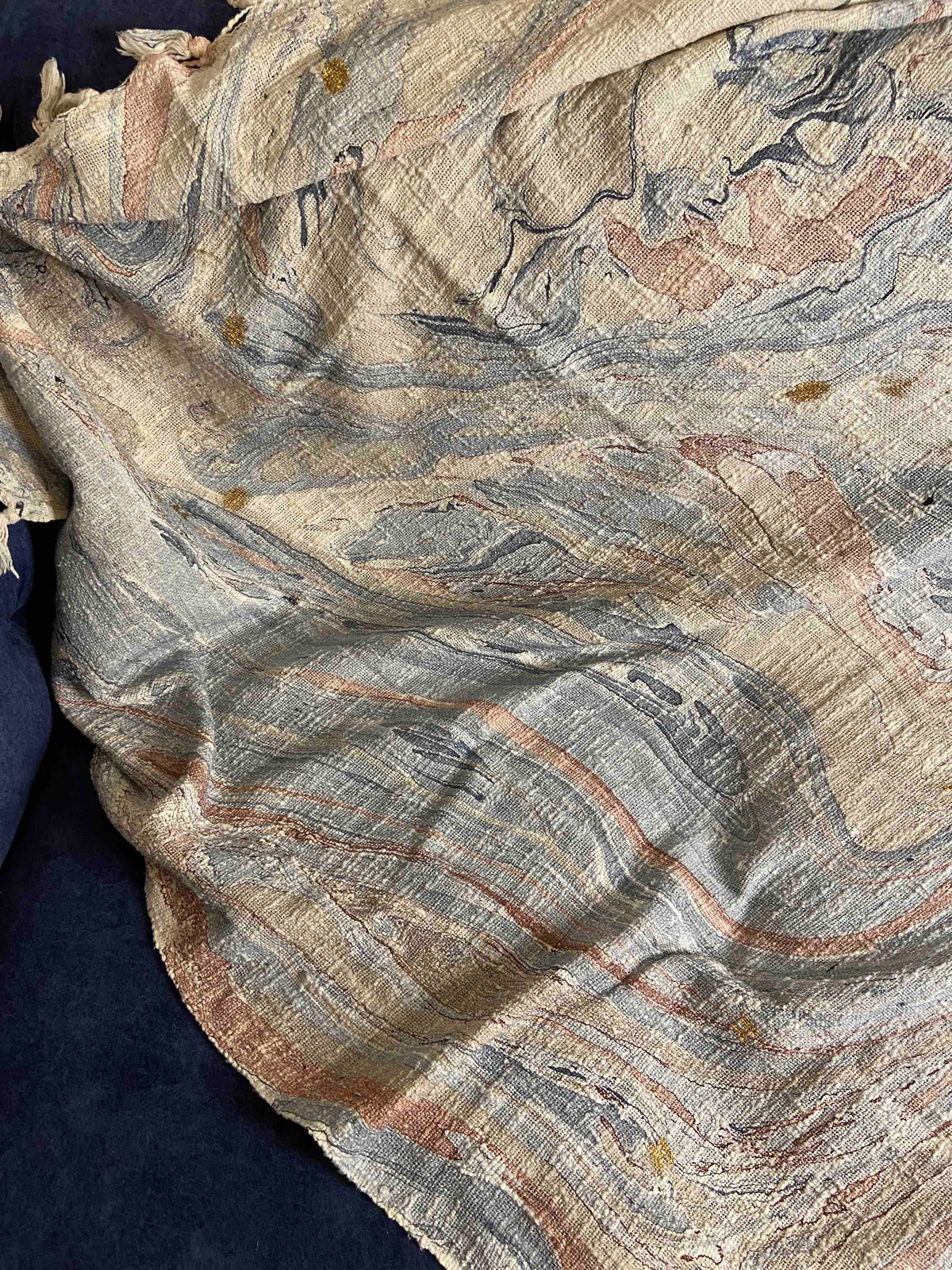 Marble Print Blue Shades Mud Throw - Nakhrro
