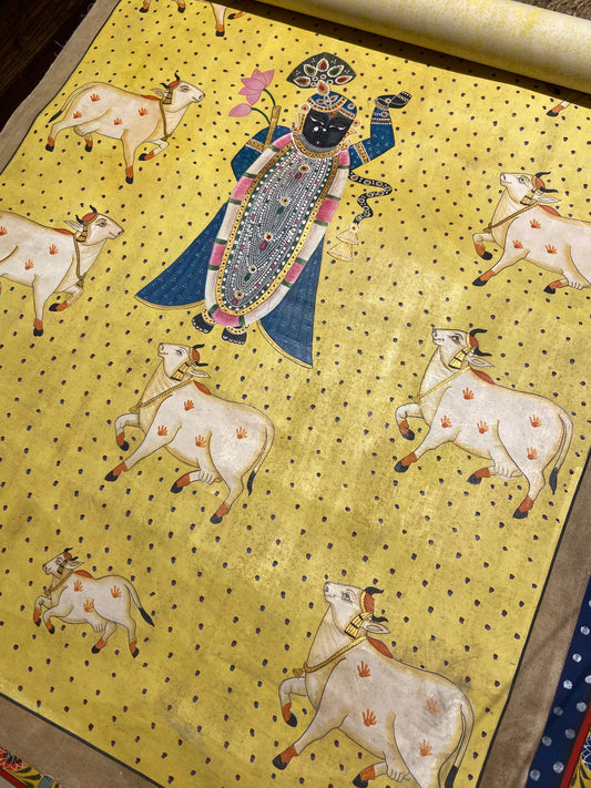 Hand-painted Shrinath Ji Contemporary Pichwai Antique Finish - Nakhrro