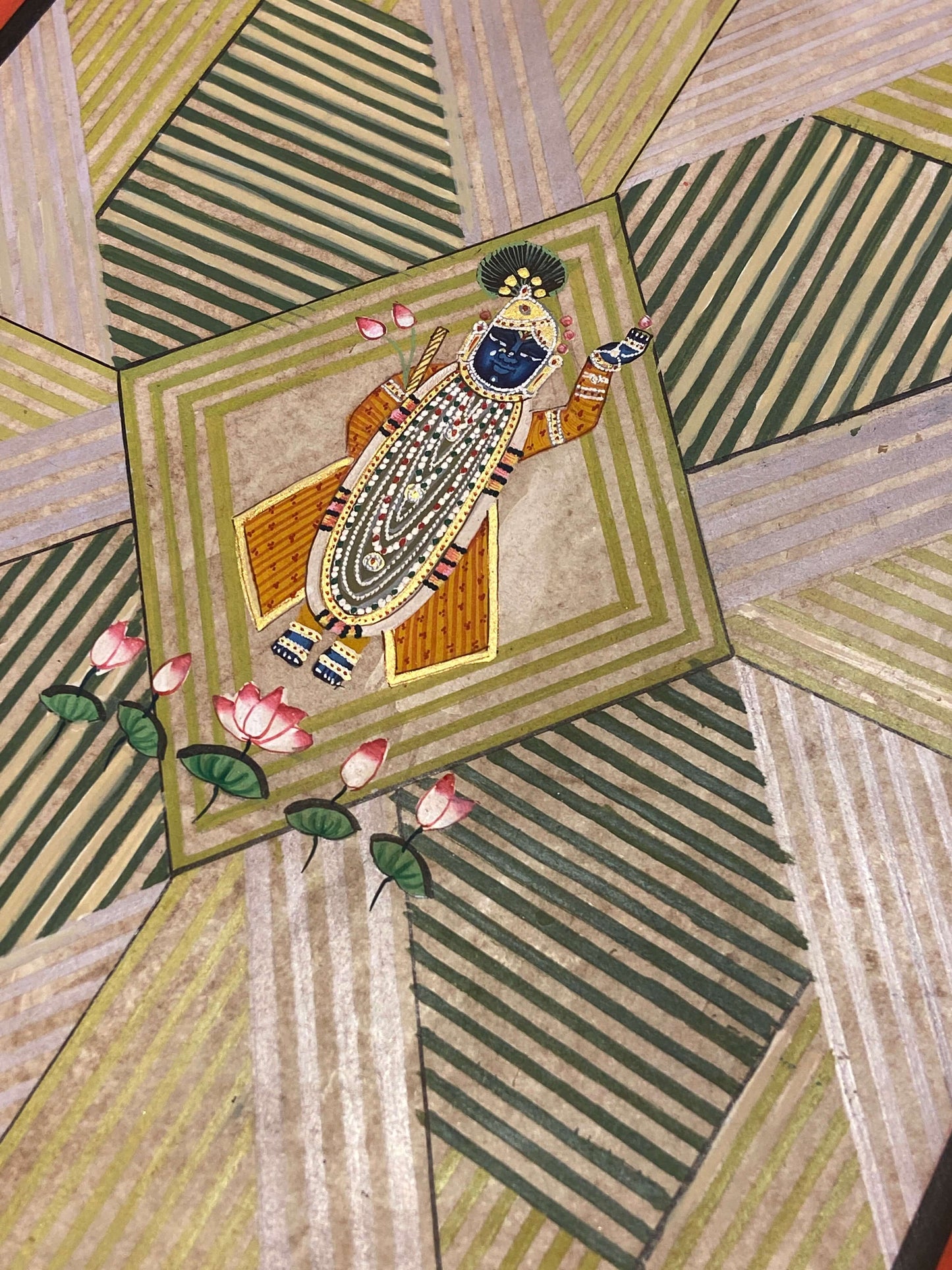 Shades Of Green Contemporary Geometric Pichwai - Nakhrro