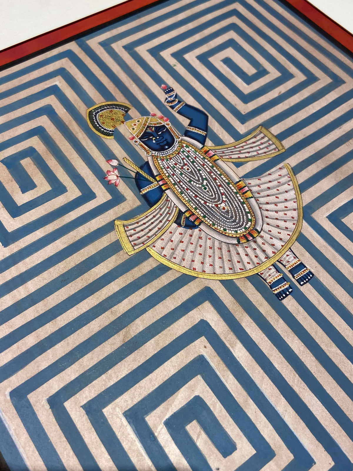 Blue Contemporary Geometric Pichwai - Nakhrro