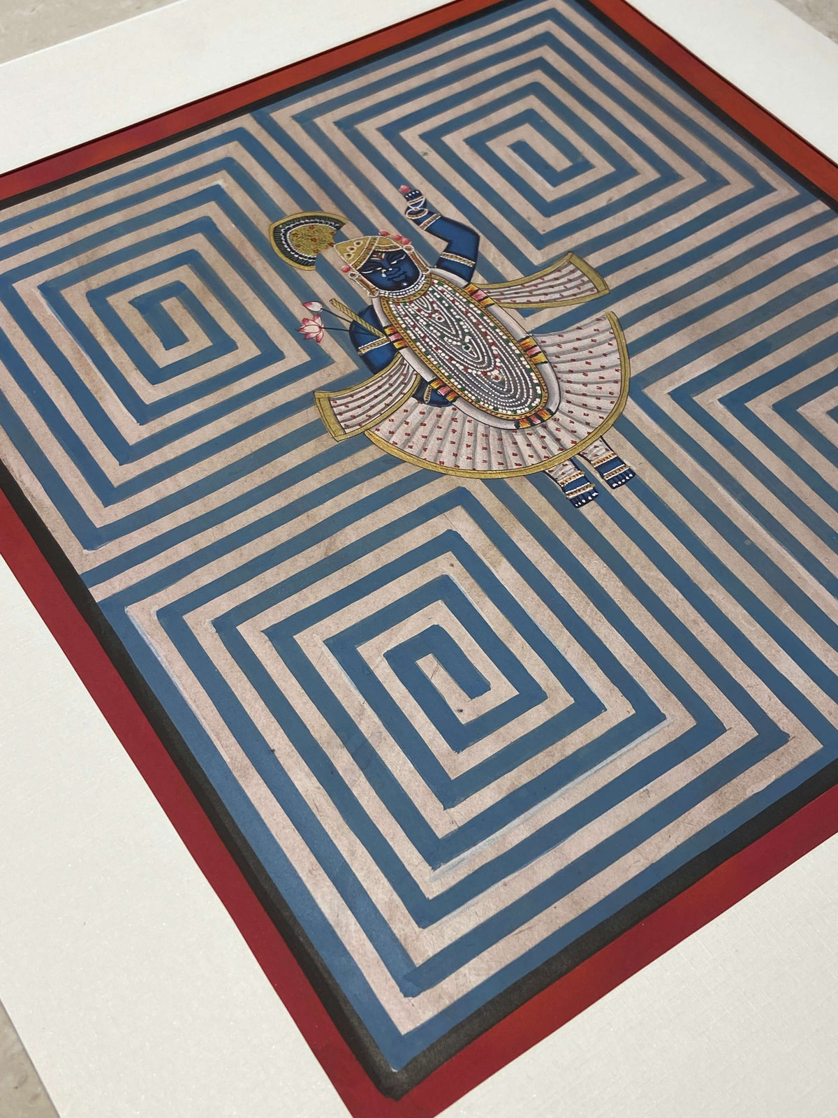Blue Contemporary Geometric Pichwai - Nakhrro