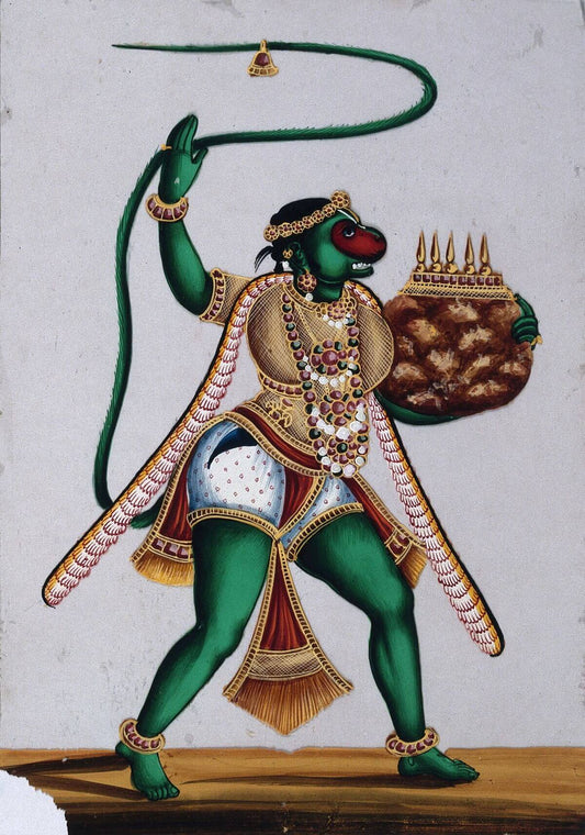 Hanuman with Sanjeevani Parvat | Museum-Grade Indian Miniature Art Print