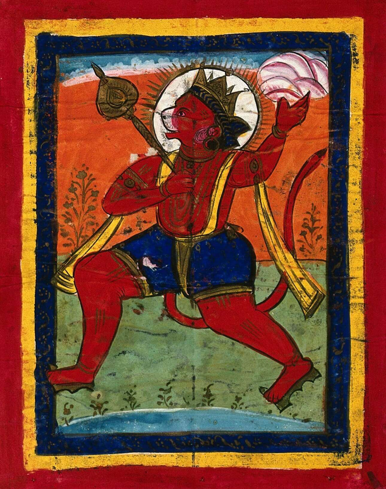 Hanuman with Sanjeevani Parvat | Museum-Grade Indian Miniature Art Print