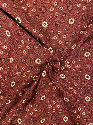 Maroon Ajrakh Hand Block Printed Mulmul Cotton Cloth - Nakhrro