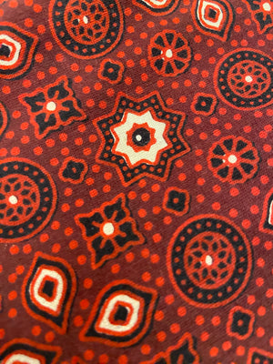 Maroon Ajrakh Hand Block Printed Mulmul Cotton Cloth - Nakhrro