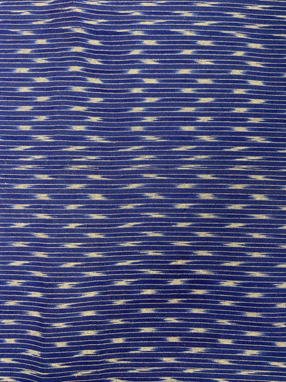 Blue White Hand Weaved  Pochampally Ikat Cotton Fabric - Nakhrro