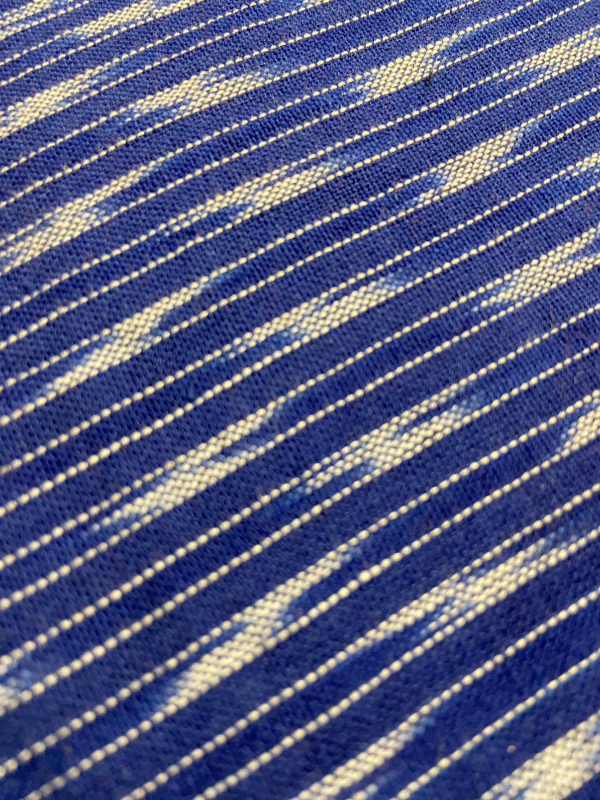 Blue White Hand Weaved  Pochampally Ikat Cotton Fabric - Nakhrro