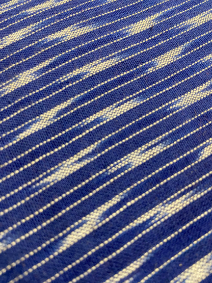 Blue White Hand Weaved  Pochampally Ikat Cotton Fabric - Nakhrro