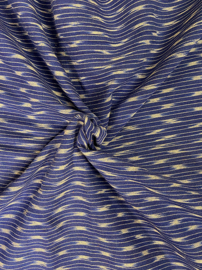 Blue White Hand Weaved  Pochampally Ikat Cotton Fabric - Nakhrro