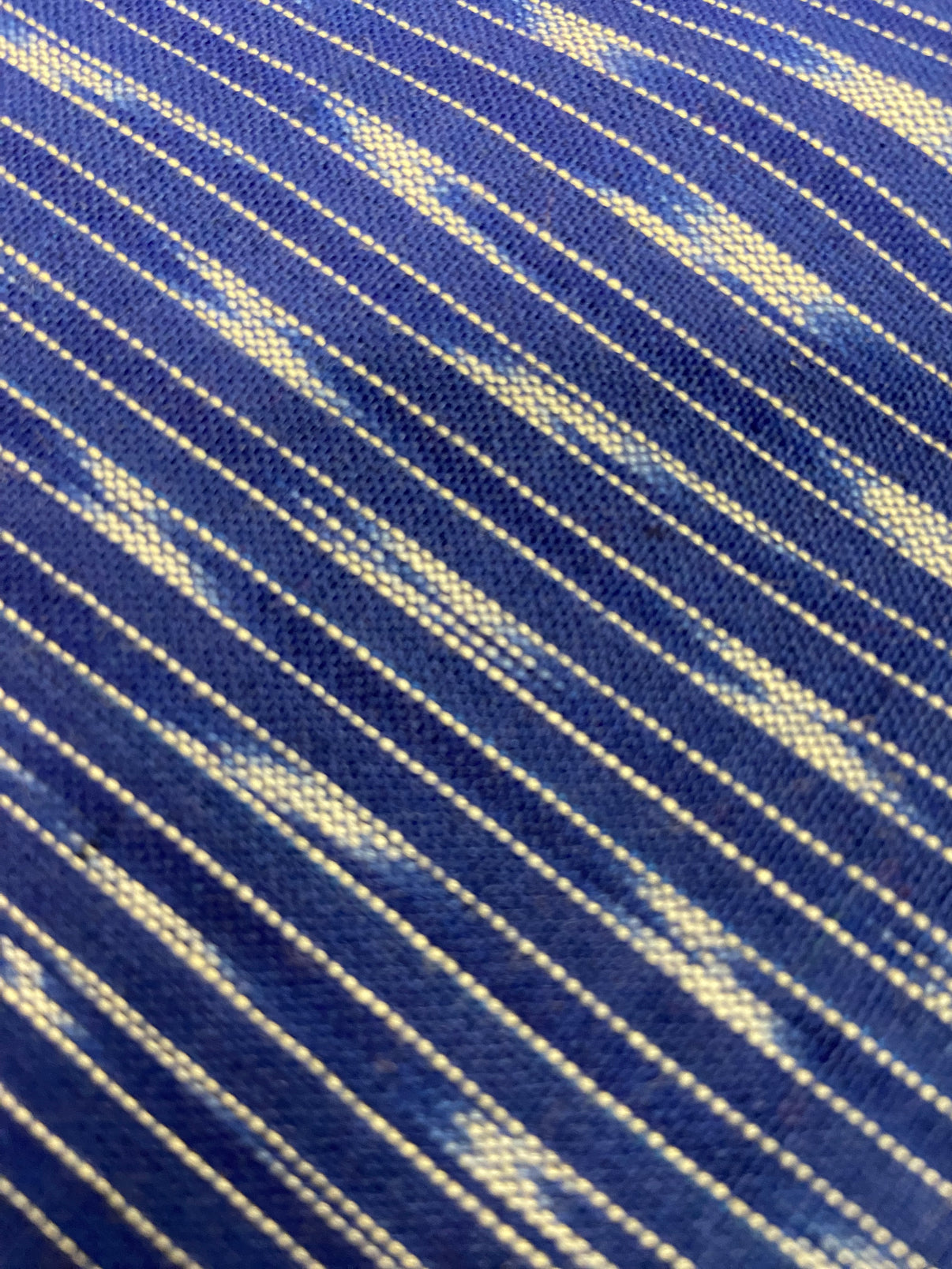 Blue White Hand Weaved  Pochampally Ikat Cotton Fabric - Nakhrro