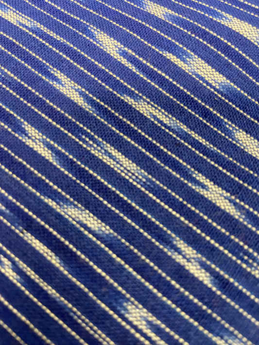 Blue White Hand Weaved  Pochampally Ikat Cotton Fabric - Nakhrro