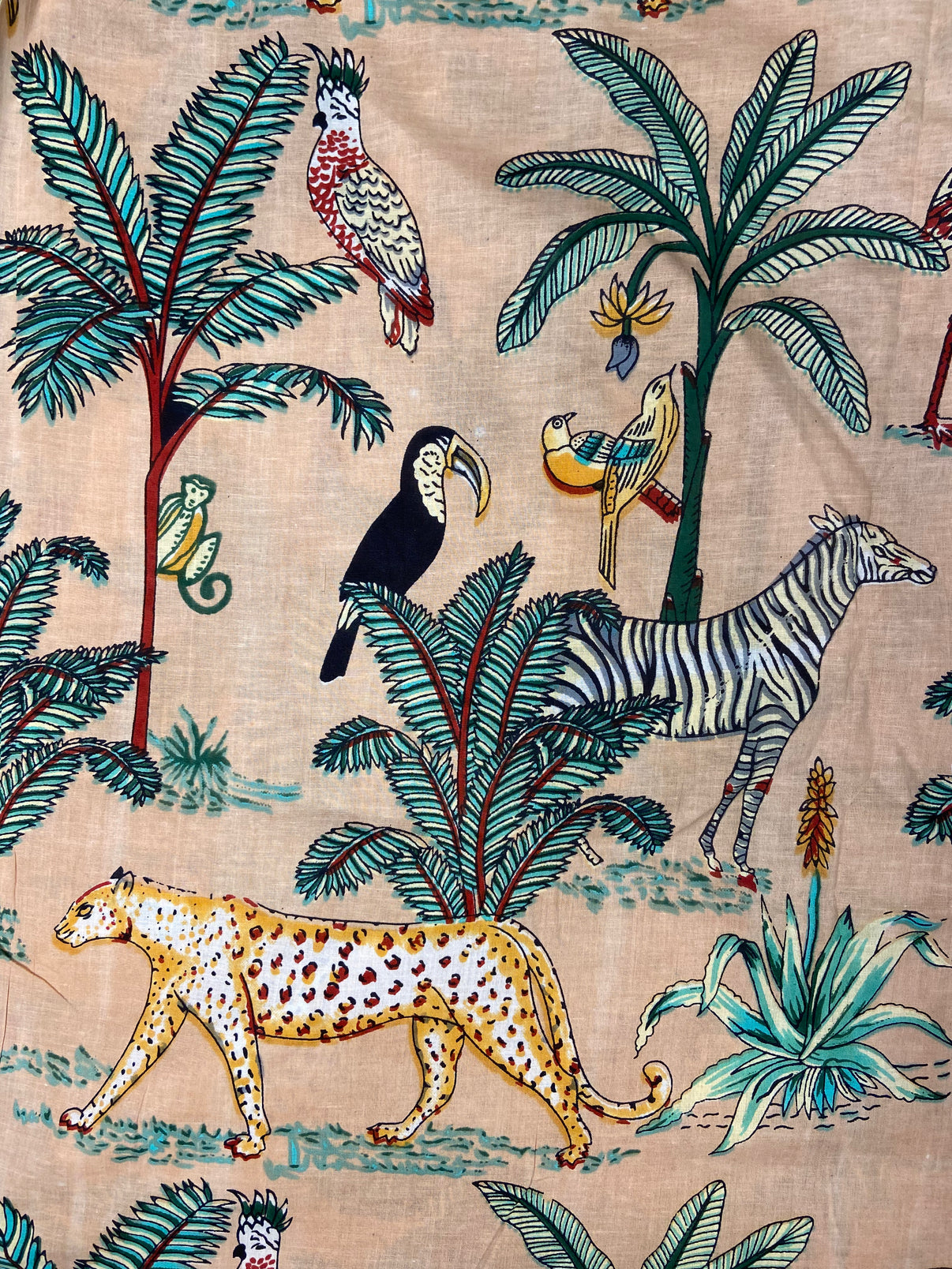 Beige Jungle Print Cotton Cloth - Nakhrro