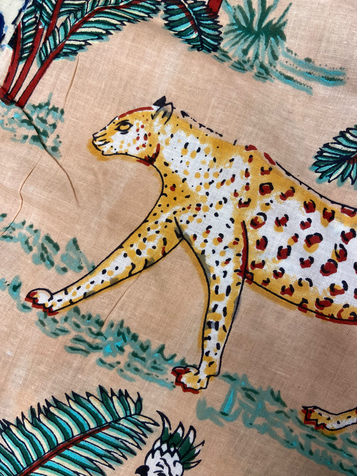Beige Jungle Print Cotton Cloth - Nakhrro