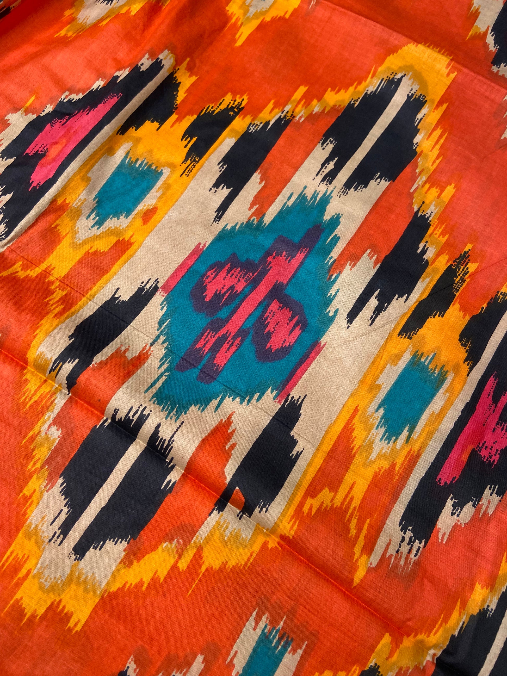 Red Ikat Print Cotton Cloth - Nakhrro