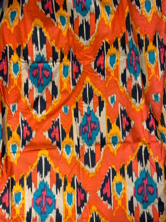 Red Ikat Print Cotton Cloth - Nakhrro
