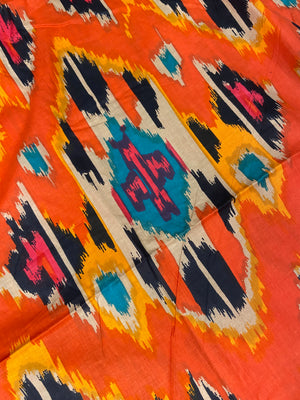 Red Ikat Print Cotton Cloth - Nakhrro