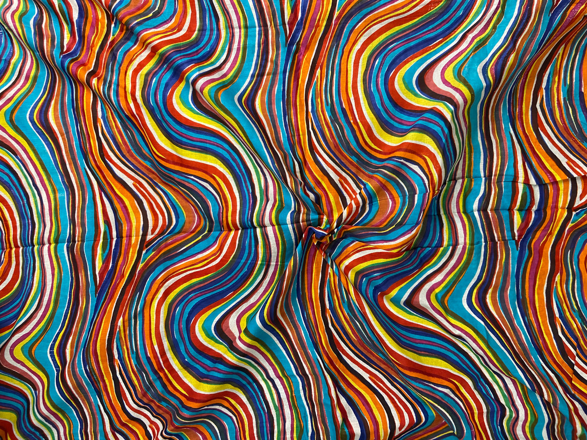 Rainbow Wave Print Cotton Cloth - Nakhrro