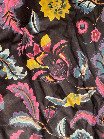 Black Floral Print Cotton Cloth - Nakhrro