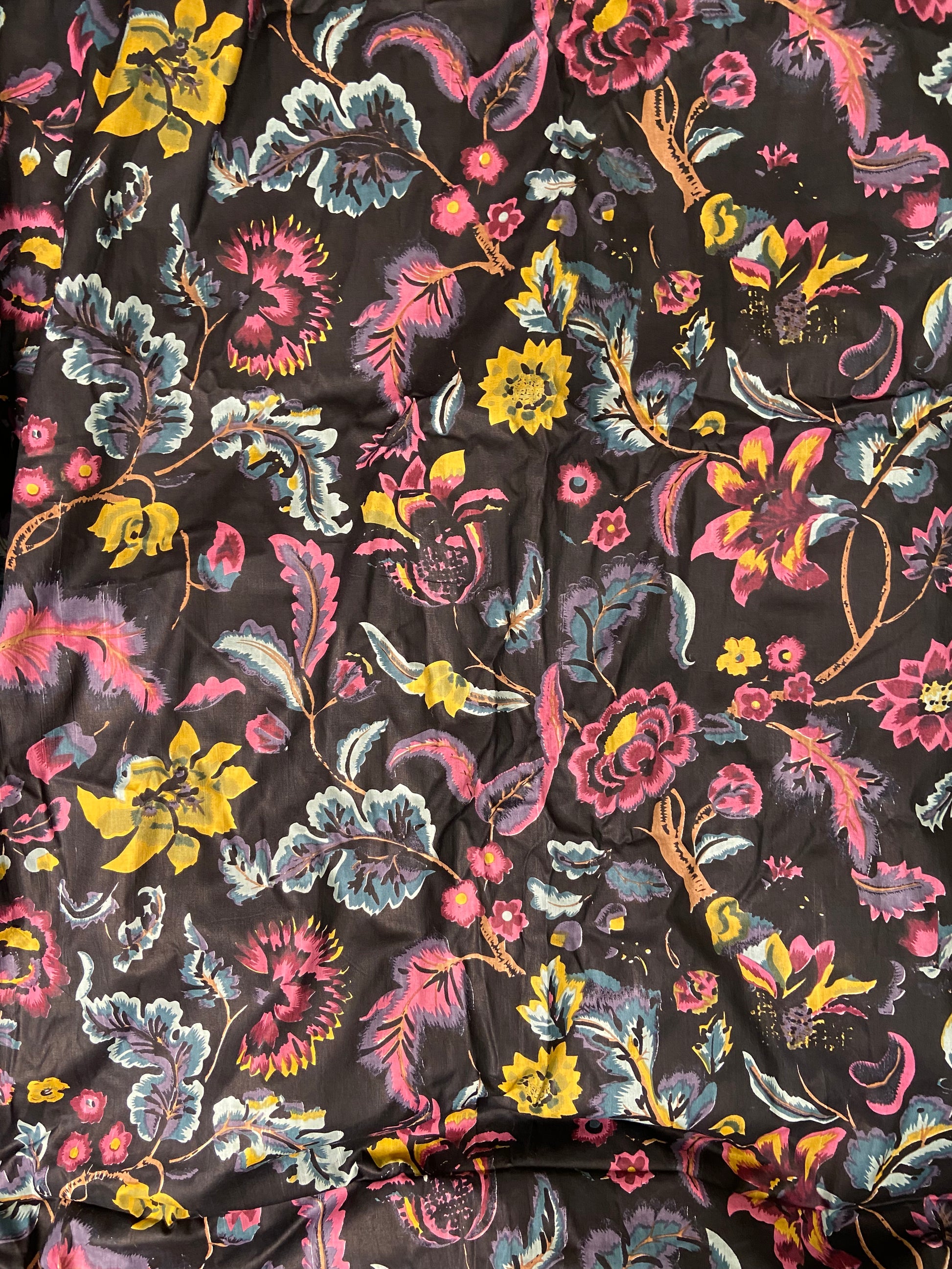Black Floral Print Cotton Cloth - Nakhrro