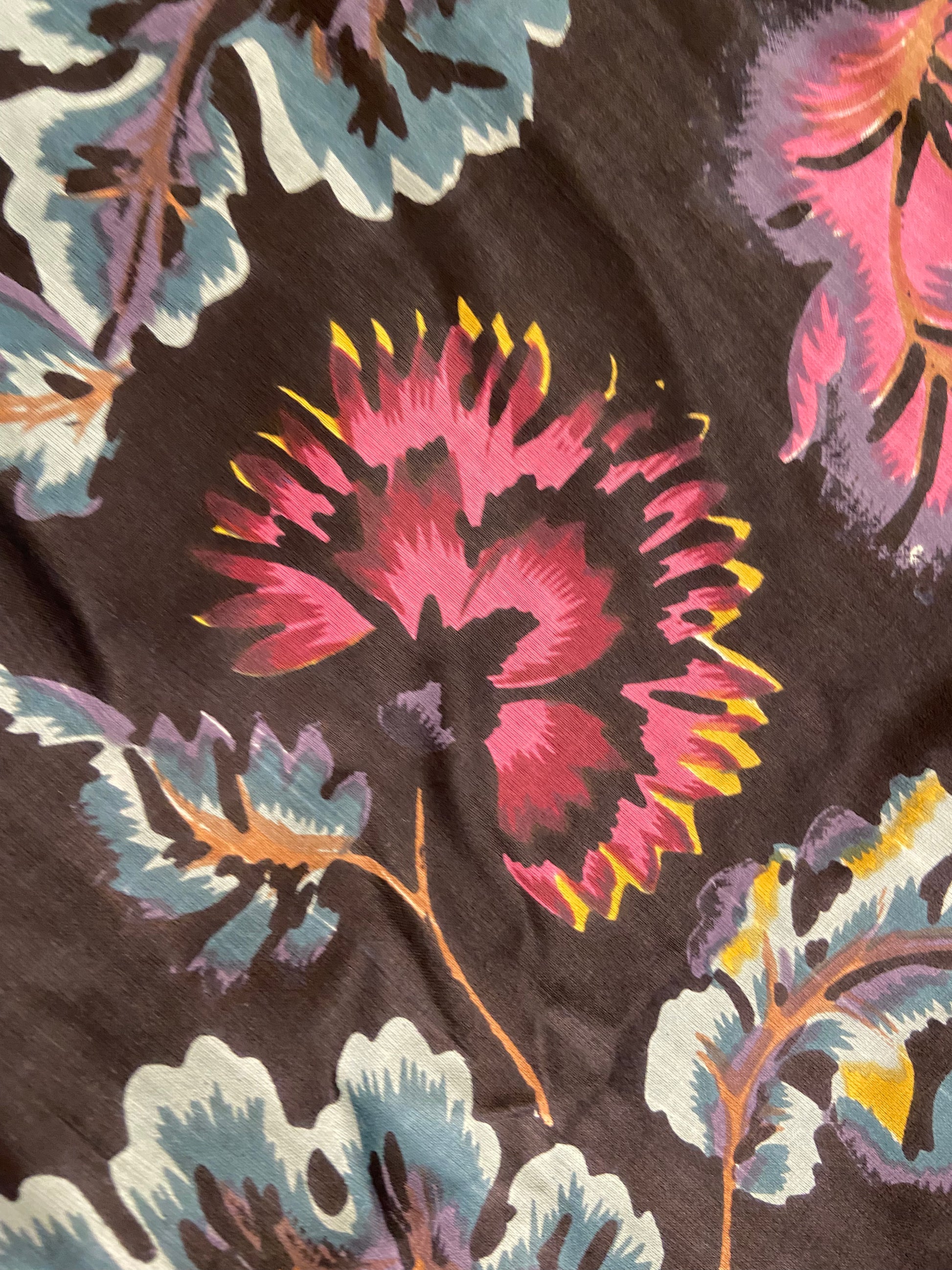 Black Floral Print Cotton Cloth - Nakhrro