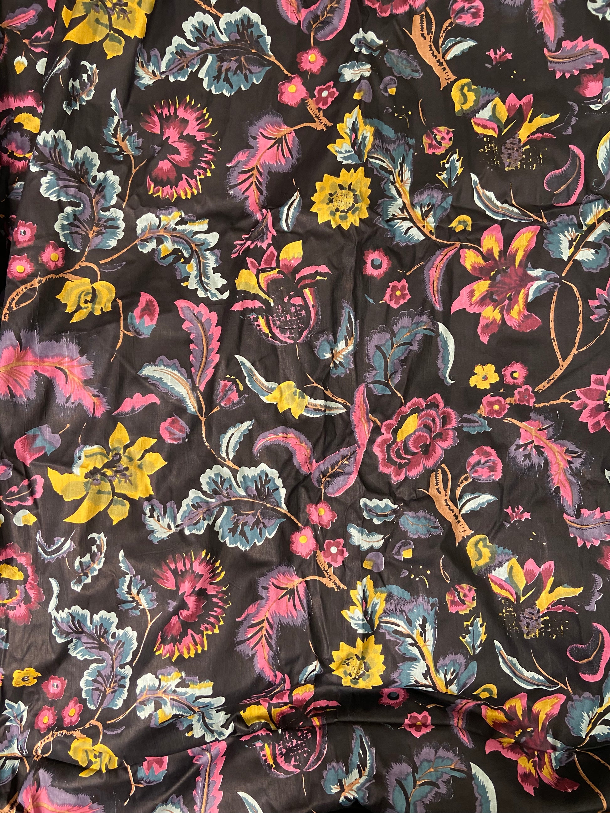 Black Floral Print Cotton Cloth - Nakhrro