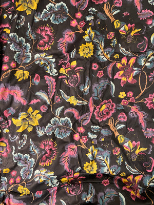 Black Floral Print Cotton Cloth - Nakhrro