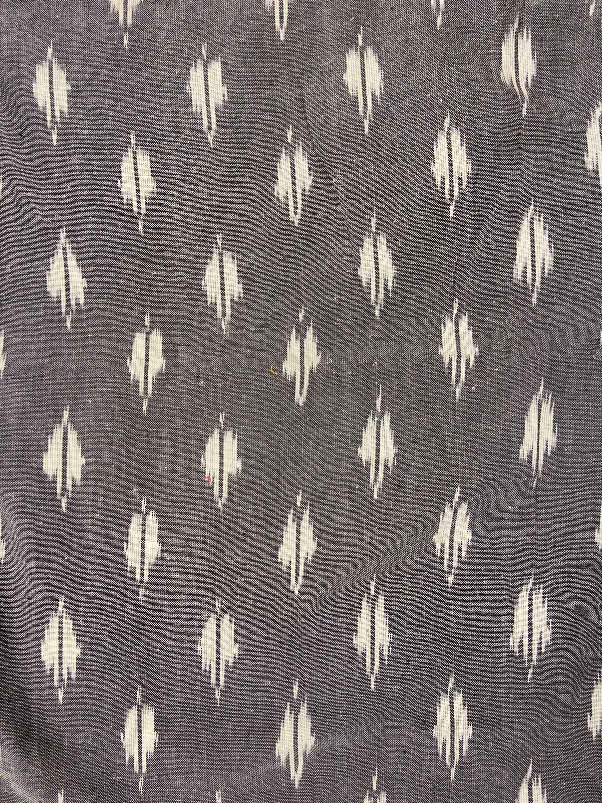 Grey Hand Weaved  Pochampally Ikat Cotton Fabric - Nakhrro