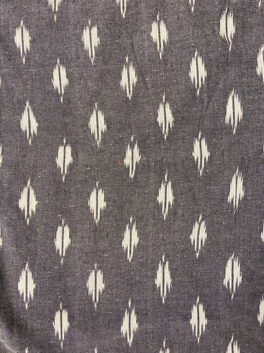 Grey Hand Weaved  Pochampally Ikat Cotton Fabric - Nakhrro