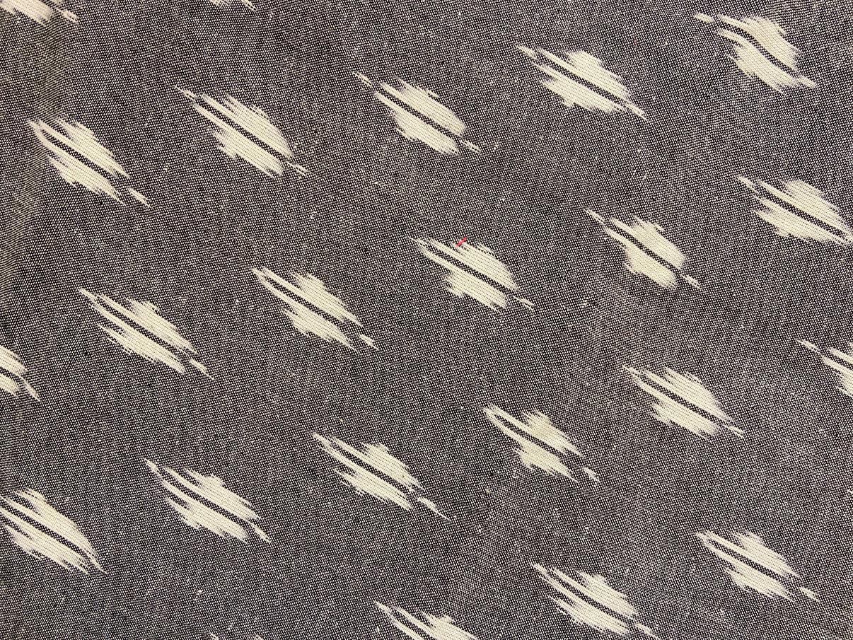 Grey Hand Weaved  Pochampally Ikat Cotton Fabric - Nakhrro