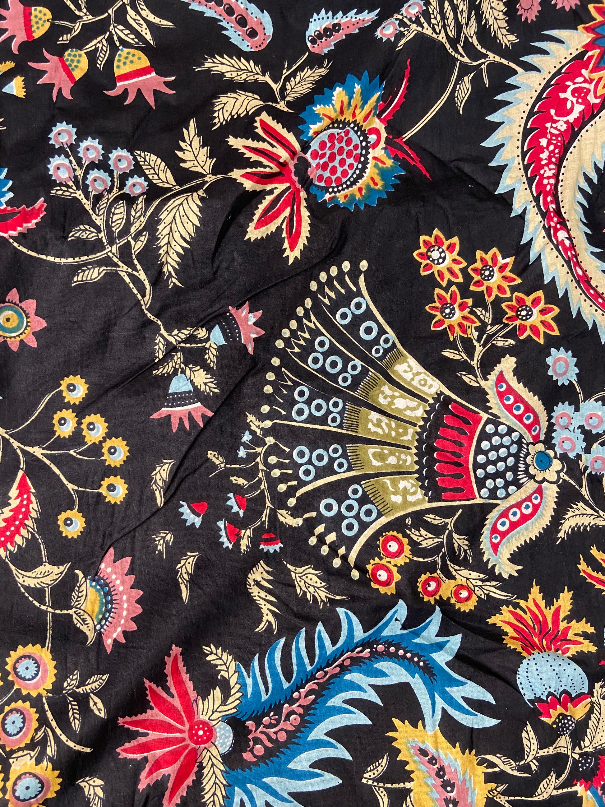 Black Wild Flower Print Cotton Cloth - Nakhrro