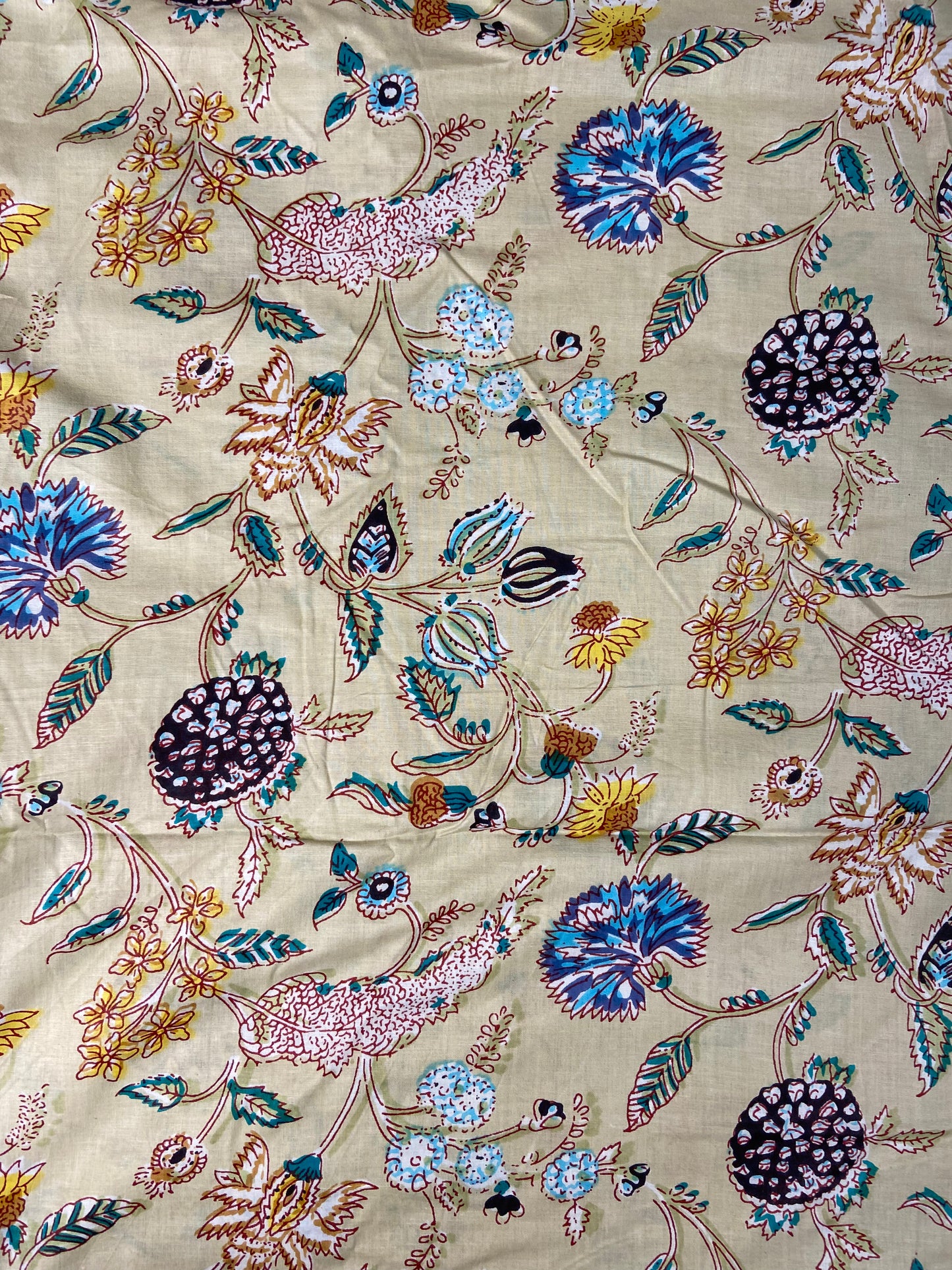 Beige Minimal Floral Print Cotton Cloth - Nakhrro
